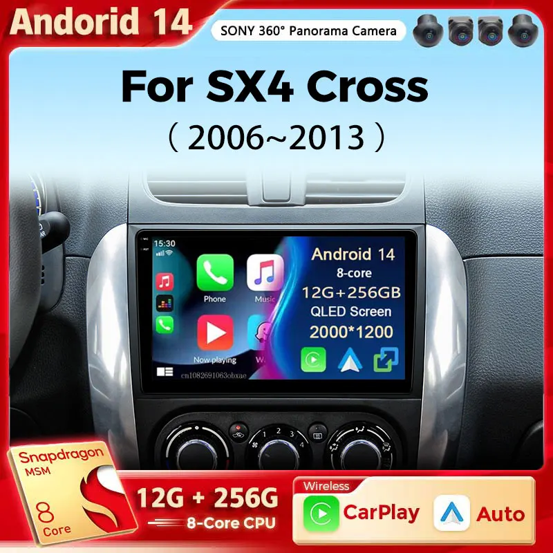 

Автомобильный радиоприемник на Android 14 для Suzuki SX4 Cross 2006-2013 для Fiat Sedici Carplay Android автомобильный радиоприемник мультимедийный плеер 4G Wifi 2 Din