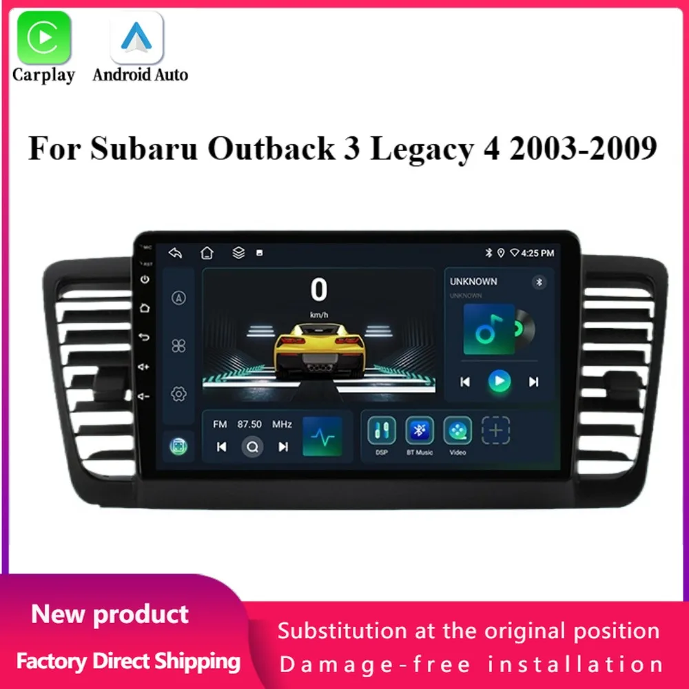 Android 14 For Subaru Outback 3 Legacy 4 2003-2009 Car Radio Wireless Bluetooth Carplay Multimedia Navigation GPS Touch Screen