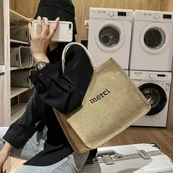 Niche Design Shoulder Bags Fashion Canvas Large Capacity Tote Bags Letter Printing Sling Bags Travel