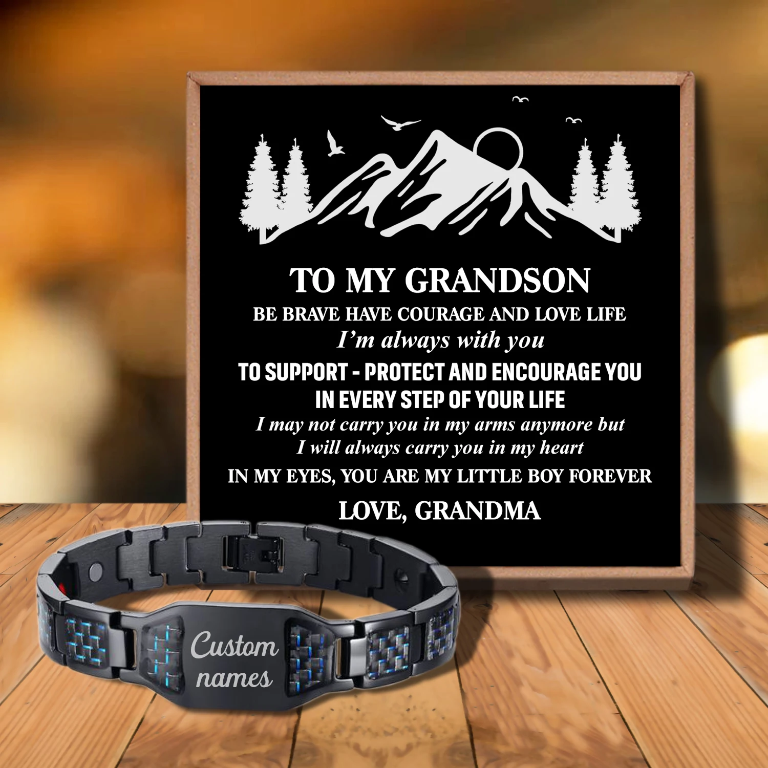 

Sac3125 To My Grandson If Ever There Is from Love Grandma Customizable Message Card Bracelet for Birthday Anniversary Holiday