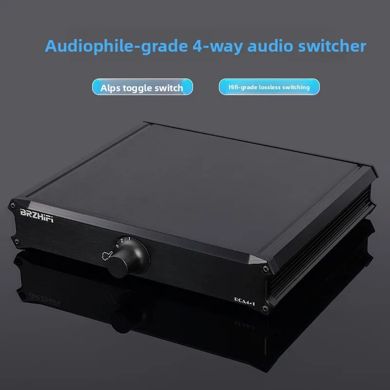 High-Fidelity Zero Loss 4-Channel Audio Signal Input Switcher 4-to-1 Passive Preamp Signal Controller