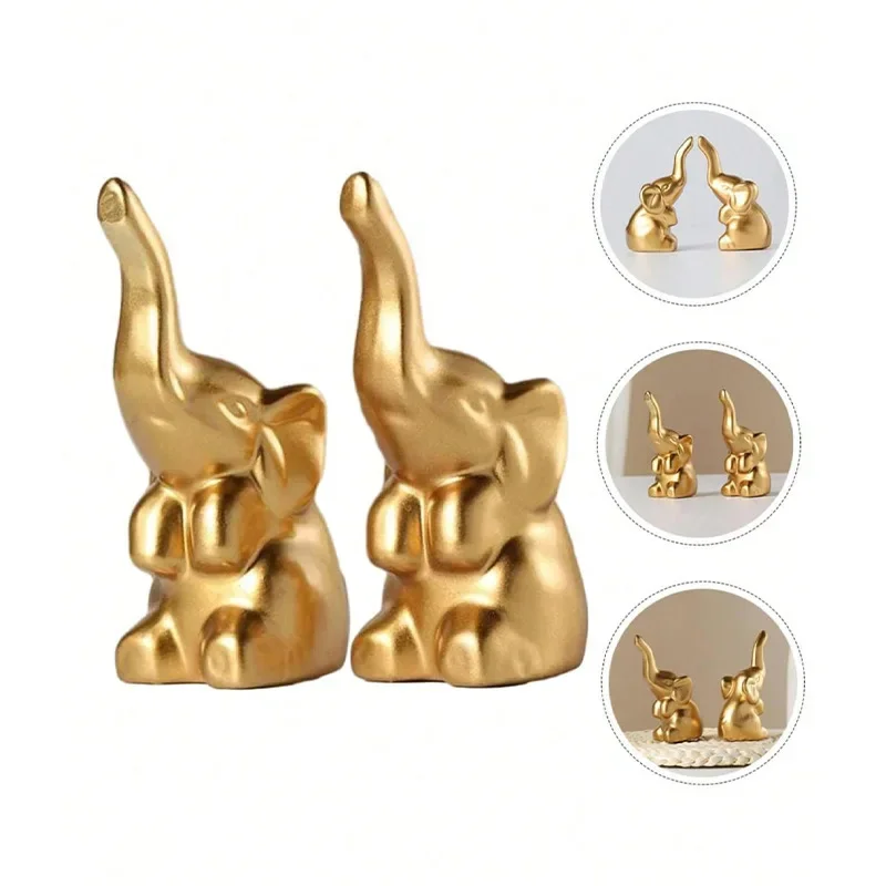 

A pair of resin crafts elephant decoration wedding gifts new house decoration modern simple animal wine cabinet decoration gifts