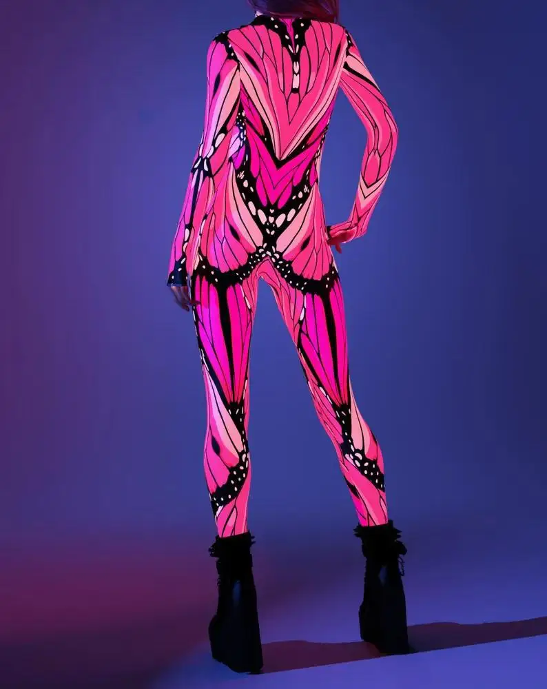 Sexy Damen Psychedelischer Netz-Cosplay-Jumpsuit Horror Halloween Festival Party Bodysuit Karneval Bühnenauftritt Eng Anliegend – Detail 15