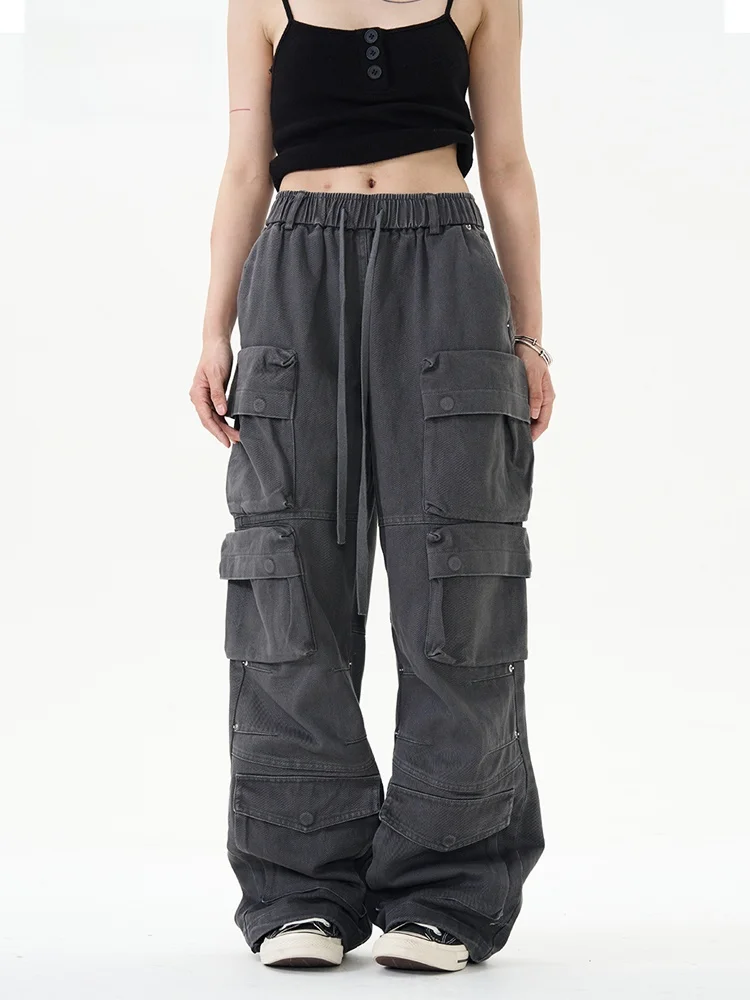 

JFU2025 American High Street Sle Multi-ket Work Pants Loose Wide Leg Casual Trousers for Men And Women Trendy Brand