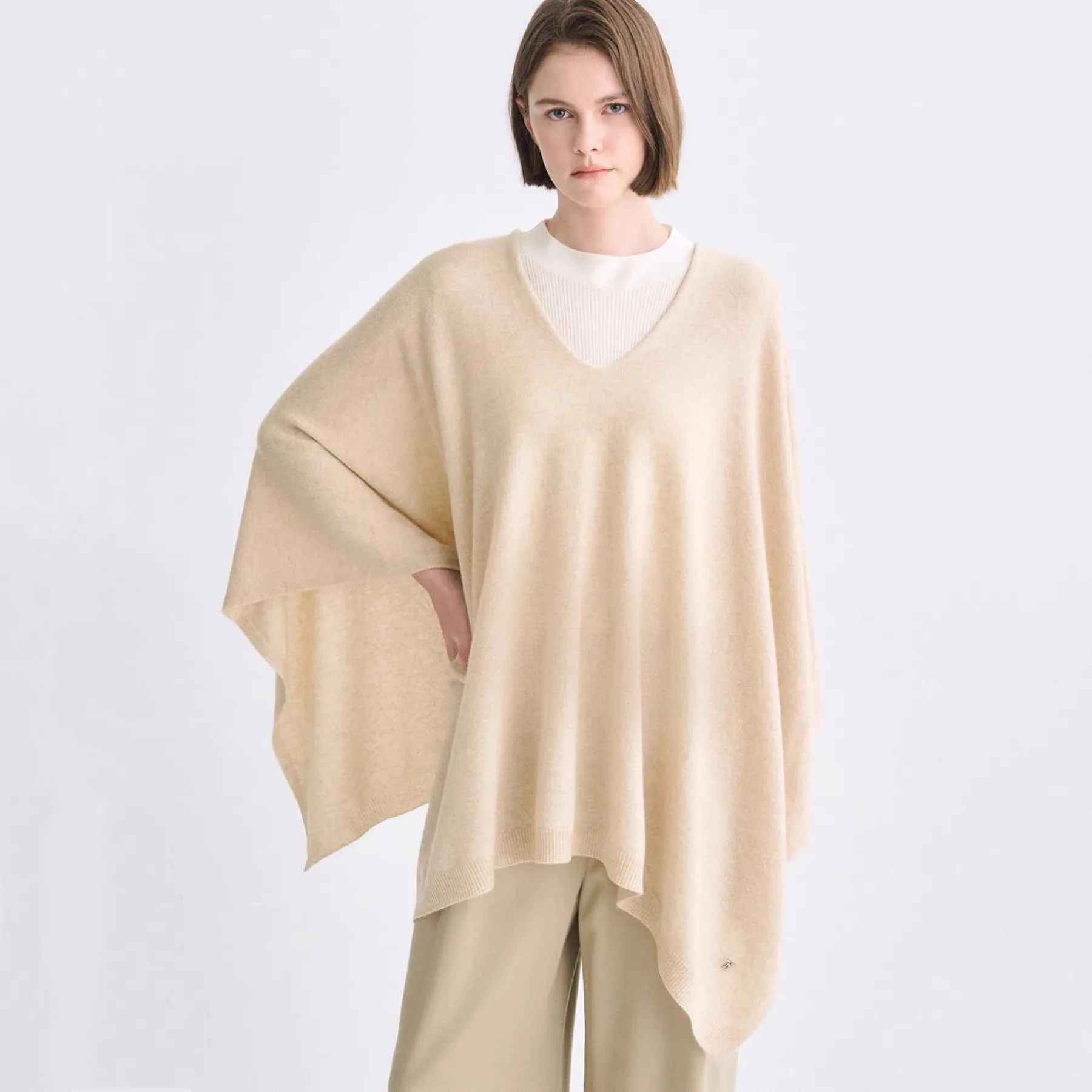 

Lemon Cheese T25, осенний хлопковый вязаный плащ с v-образным вырезом, верхняя одежда, свободный утягивающий универсальный женский вязаный свитер