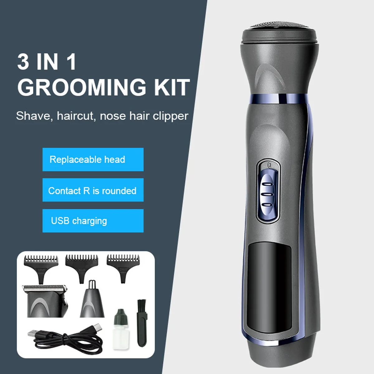 

New three-in-one electric hair clipper nose hair trimmer men’s shaving tool