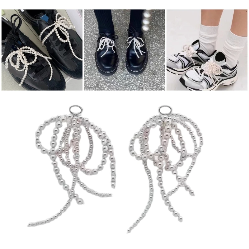 

Handmade Bead Bowknot Charm Shoe Buckle Embellishments for DIYs Earring Keychain Pendant Necklace Headdress Jewelry Gift