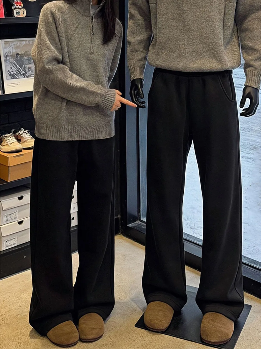 

Bla Heavyweight Straight Leg Sweatpants Men's Spring Autumn American Sle High Waist Lengthening Legs Knife Pants Casual S...