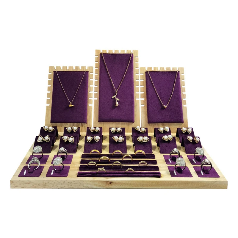 High-End Purple Velvet Jewelry Display Stand for Store Home,Multi-Functional with Soft Lining,Earrings,Rings,Necklaces,Bracelets image 3