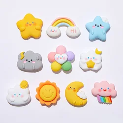 10Pc Cartoon Weather Sun Moon Star Clouds Rainbow Flatback Resin Cabochons Craft Embellishments DIY Hair Bows Decoration