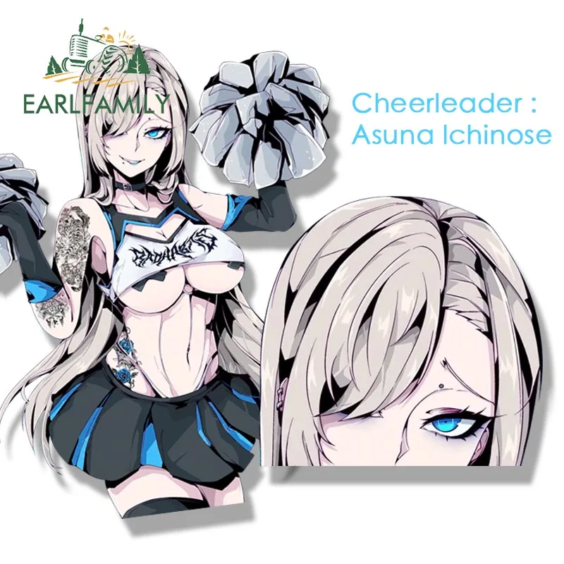 EARLFAMILY Cheerleader Asuna Ichinose Fanart Peeker Car Sticker Anime Blue Archive Waifu Decal JDM Cartoon Graffiti Peek Sticker