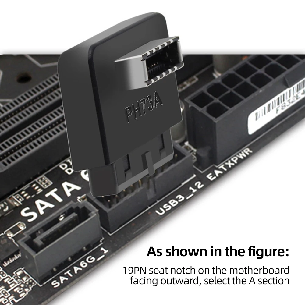 PH73A PH73B Motherboard USB Header Adapter USB3.0 19pin 20pin to TYPE-E 90 Degrees Converter Front Chassis TYPE C Plug-in Port