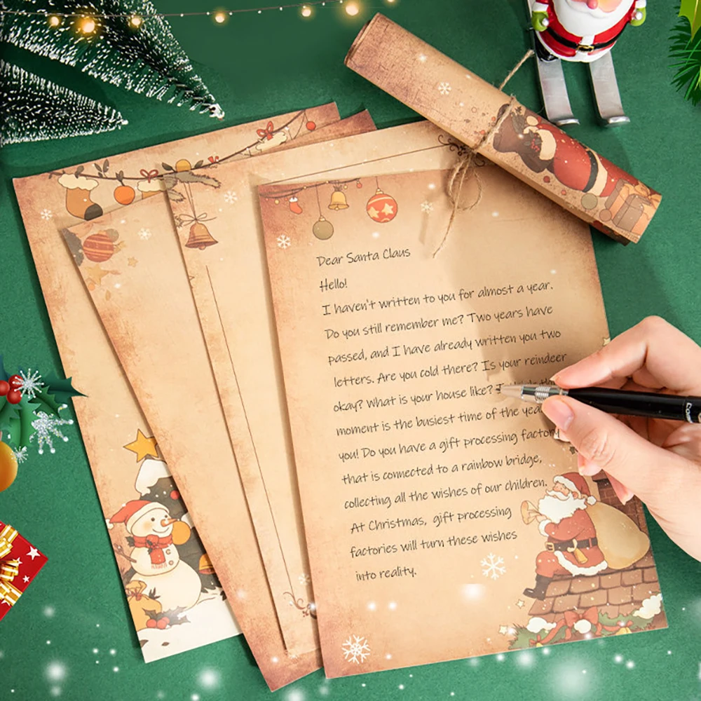 Christmas Envelope Letter Set, Send Blessings with Kraft Paper Greeting Cards, Handwritten Love Letters to Family/Friends