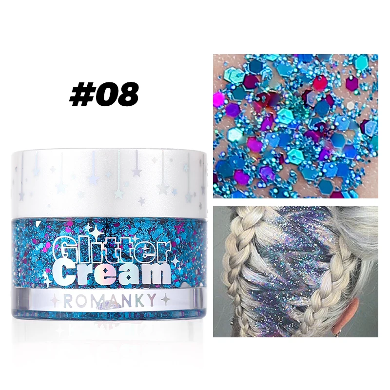 Flüssige Körper Glitter Pailletten, Meerjungfrau Gesicht Glitter Make-up Pailletten, Haar glitzert Körper Schimmer für Party Festival und Bühne 1 stücke