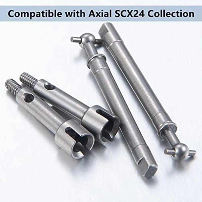 Stainless Steel CVD Drive Shaft Transmission Shaft Axle Kit For 1/24 Axial SCX24 90081 RC Crawler Car Parts