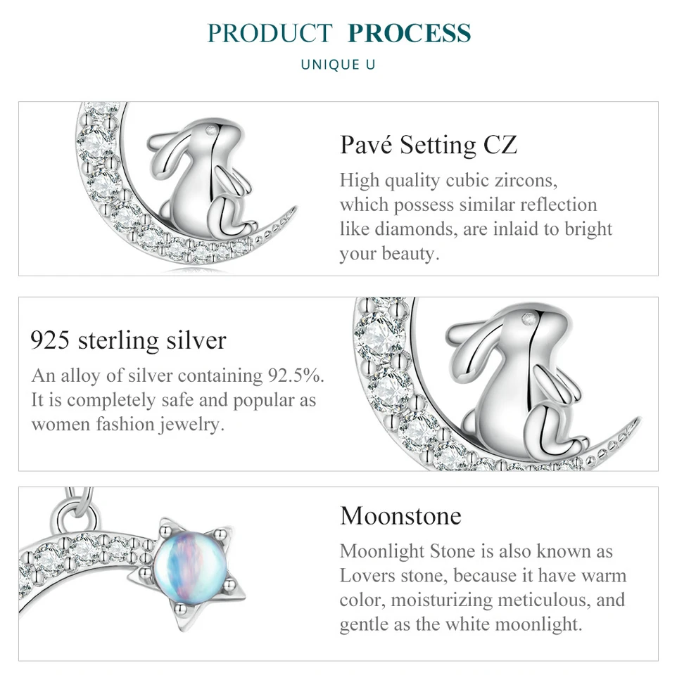 WOSTU 925 Sterling Silver Cute Cat Moon Pendant Necklace For Women, reamy Moonstone Zircon Charm Necklaces Special Gift For Her