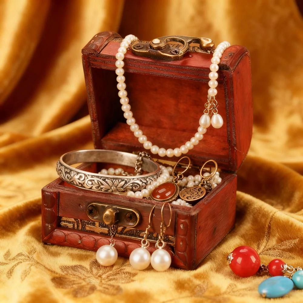 

Шкатулка для драгоценностей, винтажная деревянная шкатулка ручной работы с металлическим замком для хранения ювелирных изделий, органайзер для ювелирных изделий с сокровищами и жемчугом, подарочная коробка
