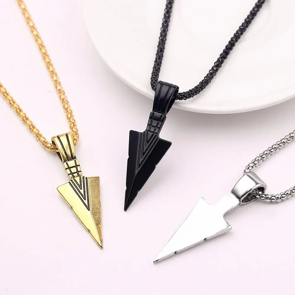 Arrowhead Pendant Men Necklace Vintage Alloy Chain Spearpoint Necklace Exquisite Pendant Necklace Fashion Accessories