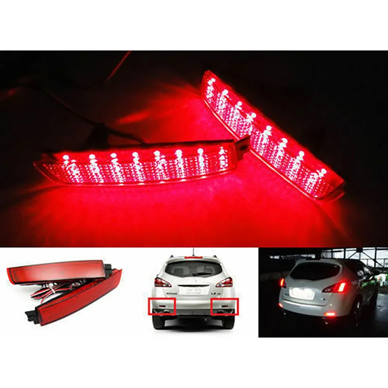 

Reliable-Red Lens Rear Bumper Reflector Lamp LED Tail Brake Light for Nissan Juke Murano Quest Sentra Infiniti FX35 265605C000