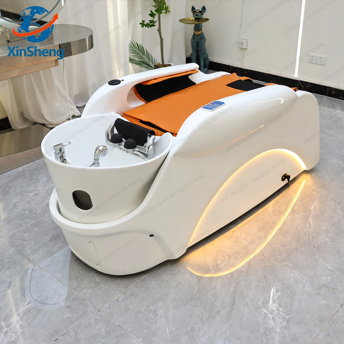 

XinSheng Professional Electric Massage Bed Head SPA Salon Massage Table Hair Washing Fumigation Beds Barber Shop Smart Furniture