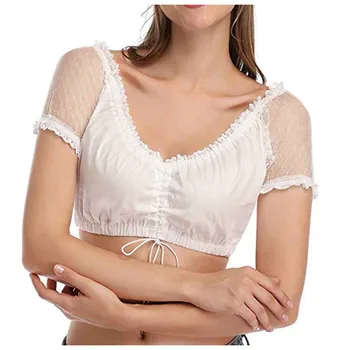 여성용 언더와이어 란제리 레이스 조끼, 우아한 Dirndl 블라우스, 블랙 Dirndl 블라우스, 레이스 블라우스 튜브 탑, 드레시, 1 개