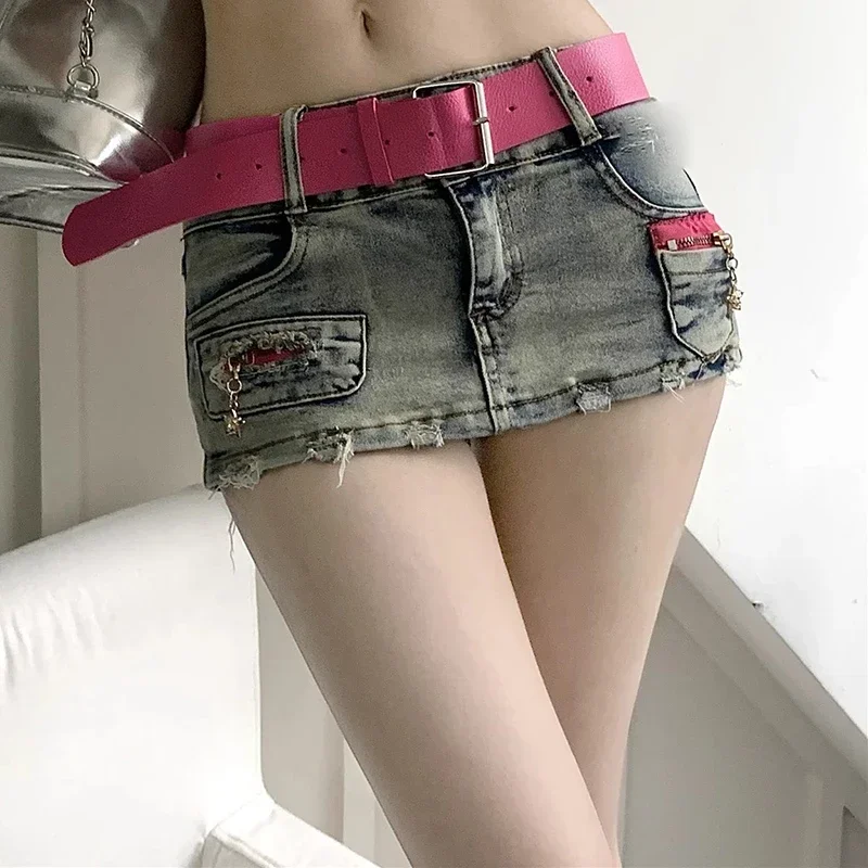 Women High Waist Fashion Patchwork Denim Skirts Lady Y2k Vintage Harajuku Shorts Skirts Girls Korean Style Streetwear Blue Dress