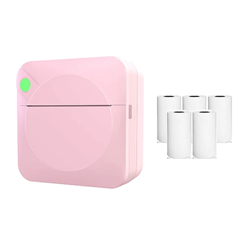 

ATP-Mini Portable Thermal Label Printer Student Wrong Question Photo Barcode Printer Label Printer with Thermal Paper Pink