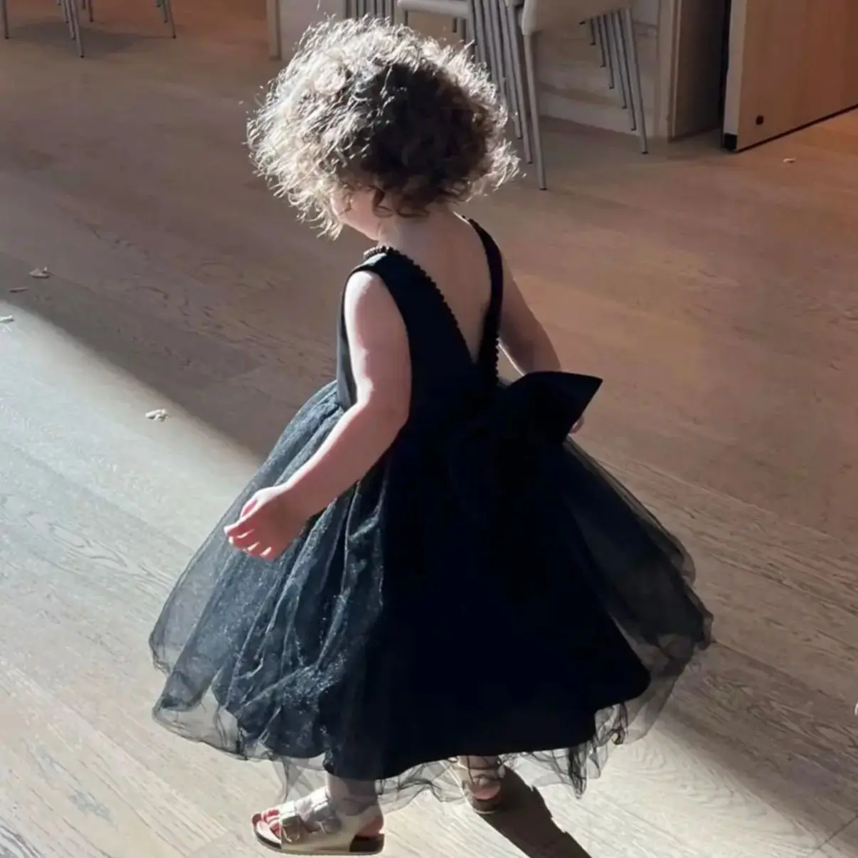 Infant Baby Tulle Backless Pageant Wedding Party Flower Girls Big Bow Dress With Headwear For Toddler Baptism Birthday Prom Gown image 4