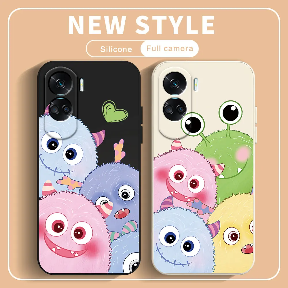 Case For Honor 90 70 20 Lite 90 Pro 20S 6.15 Honor Magic5 6 4 Lite 5G 90Lite 90Smart 70ProPlus Cute Monster Silicon Square Cover