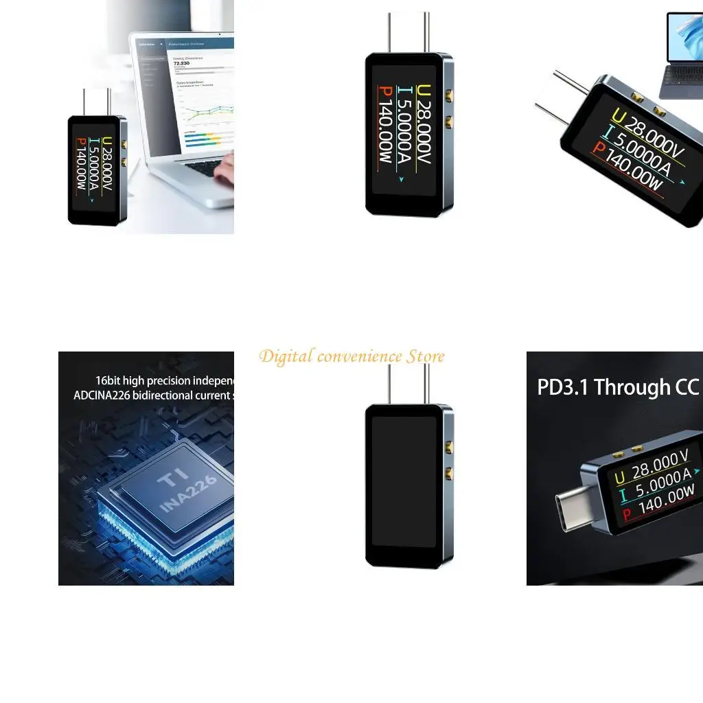 

97QA Портативный USB-тестер типа C с считыванием напряжения и тока в реальном времени для анализа характеристик батареи