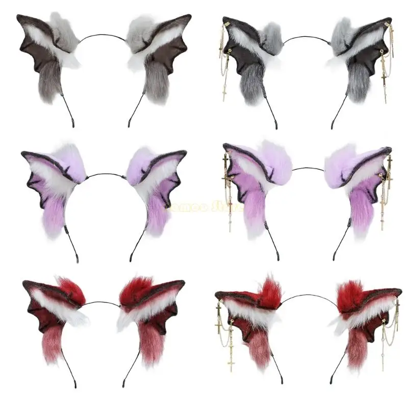 

31BF кровосос модная повязка для волос мягкие удобные реалистичные уши летучей мыши головной убор для Хэллоуина, дня рождения