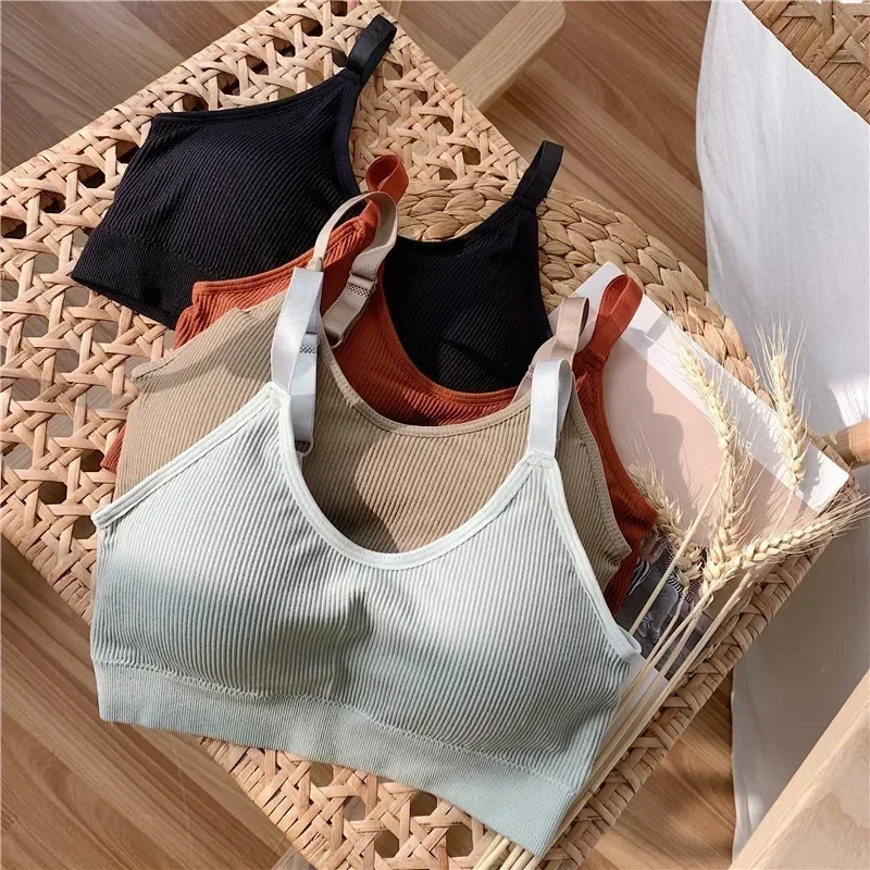 Women's Underwear Vest Bra Suspender Women's Seamless Thread Bodice Big U Back Wrap Chest Under Wear Bottoming Bra Top