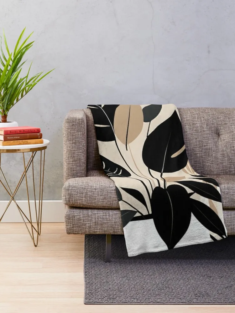 Abstract monochromatic black leaves Throw Blanket Luxury Brand Extra Large Throw Summer Beddings Blankets