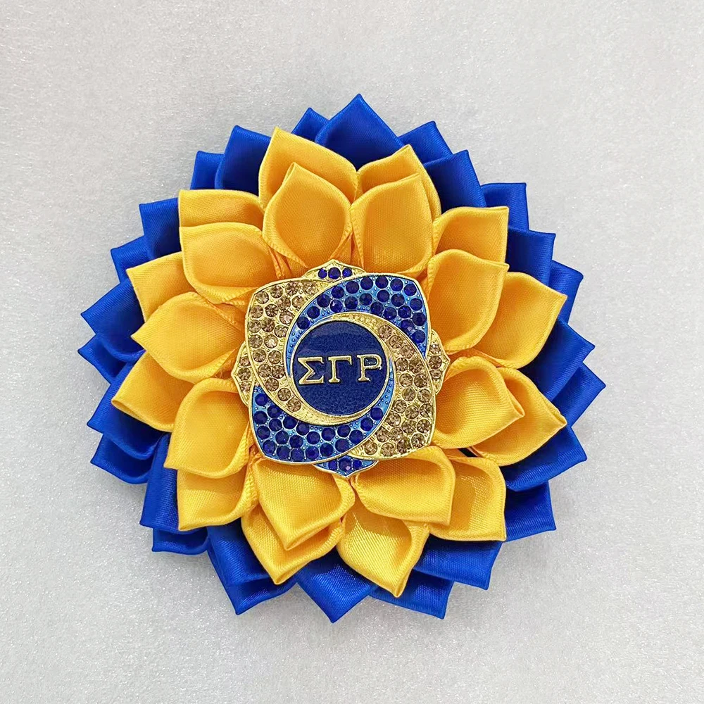 إكسسوارات بودل بأحرف يونانية من SGRHO بروش الصدار باللونين الأزرق والأصفر