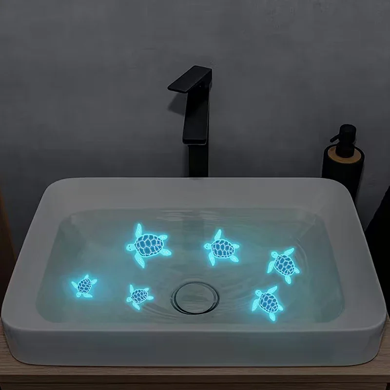 Glow-in-the-Dark Turtle Bathroom Stickers Self-adhesive Sink Wall Sticker Waterproof Bathroom, Bedroom Decals Home Decor