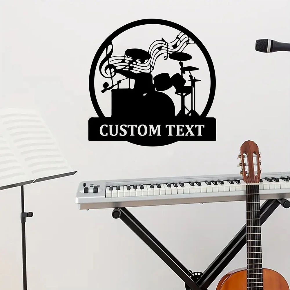 1PC Creative Musical instrument Customizable Name Vinyl Self Adhesive Wallpaper For Bedroom Decor Sticker Mural