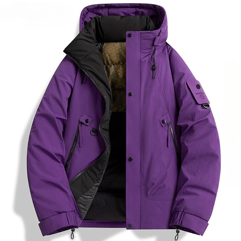High-end Winter Down Cotton Jacket Men Warm Thick Coat Trend Parkas Big Pockets Zipper Outerwear Windproof Hooded Windbreaker