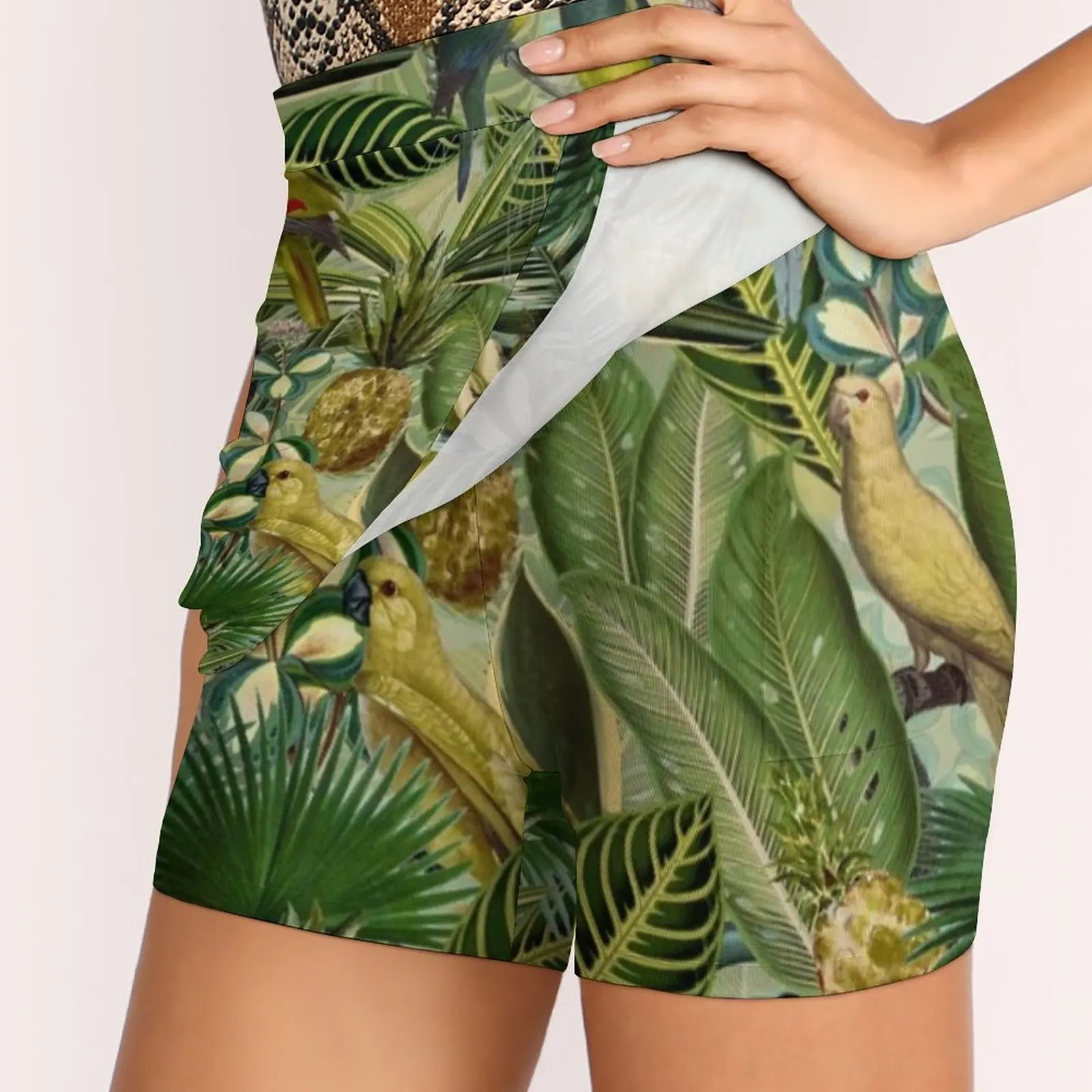 Jupe d'été Vintage pour femmes, pantalon résistant à la lumière, motif oiseaux tropicaux, Jungle, jardin, mode coréenne