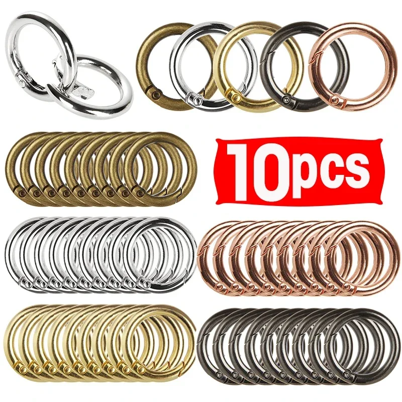 10 sztuk metalowych zapięć sprężynowych typu O-ring do biżuterii DIY Otwierany okrągły karabińczyk Brelok do kluczy Klipsy do torebek Złącze klamry łańcucha dla psa