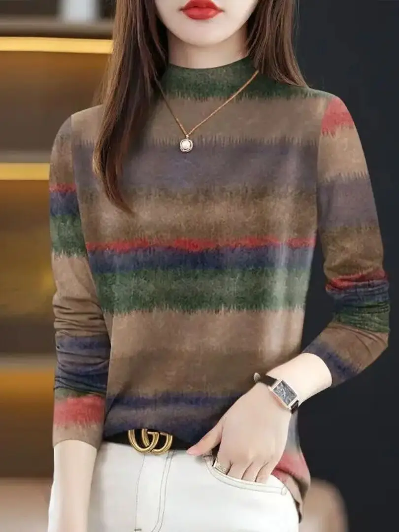 Camiseta Larga de Talla Grande para Mujer, Nueva Colección Primavera 2026, Antienvejecimiento, Cubre el Vientre, Estilo Étnico de Alta Gama para el Trabajo...