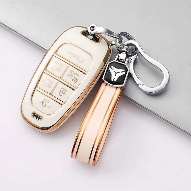 TPU Key Case Car Key Cover for Hyundai Palisade 2023 Atos Solaris Prime Nexo Sonata Staria Ioniq Tucson Santa Fe 2021 2022