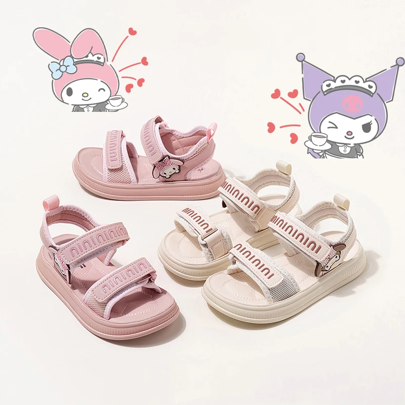 

New Sanrios Child Sandals My Melody Kuromi Summer New Children's Shoes Soft Kawaii Bottom Cartoon Anti-Slip Kids Beach Shoes