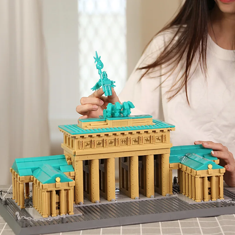 Bloco de construção criativo alemanha brandenburg portão modelo de construção conjuntos tijolo famosa arquitetura histórica brinquedos coleção