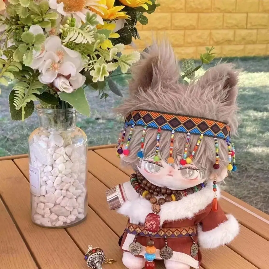 Action 20cm Cotton Doll's Tibetan Clothing Dress-up Puppet Replacement Clothes Gift Toys Dolls Suit with Headwear Cool Boy Style