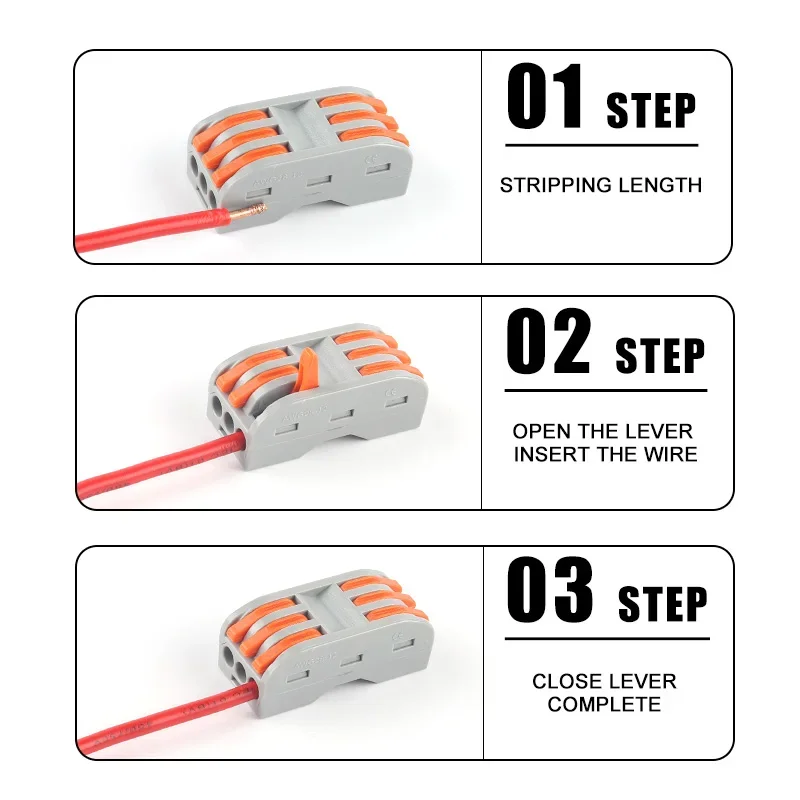 5 Pcs Quick Butt Wire Connector mini Push In Combined Compact Lever Wire Spring Splicing Multiple Out Cable Terminal Block Clamp