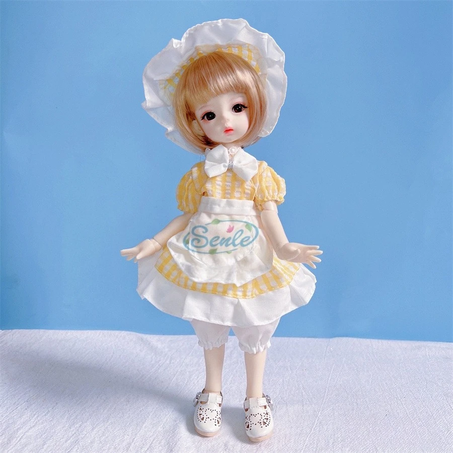 Nowy Zestaw Sukienki Lolita Gwieździsta Noc dla Lalki BJD 6-punktowej, Złote Koronkowe Wykończenie, Spódnica z Nadrukiem Nieba, Strój dla Lalek 30 cm, Akcesoria do Przebierania, Prezenty