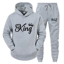 Sudadera con capucha de manga para hombre y mujer, chandal con estampado de Queen y King, stilo Y2k, novedad de 2024