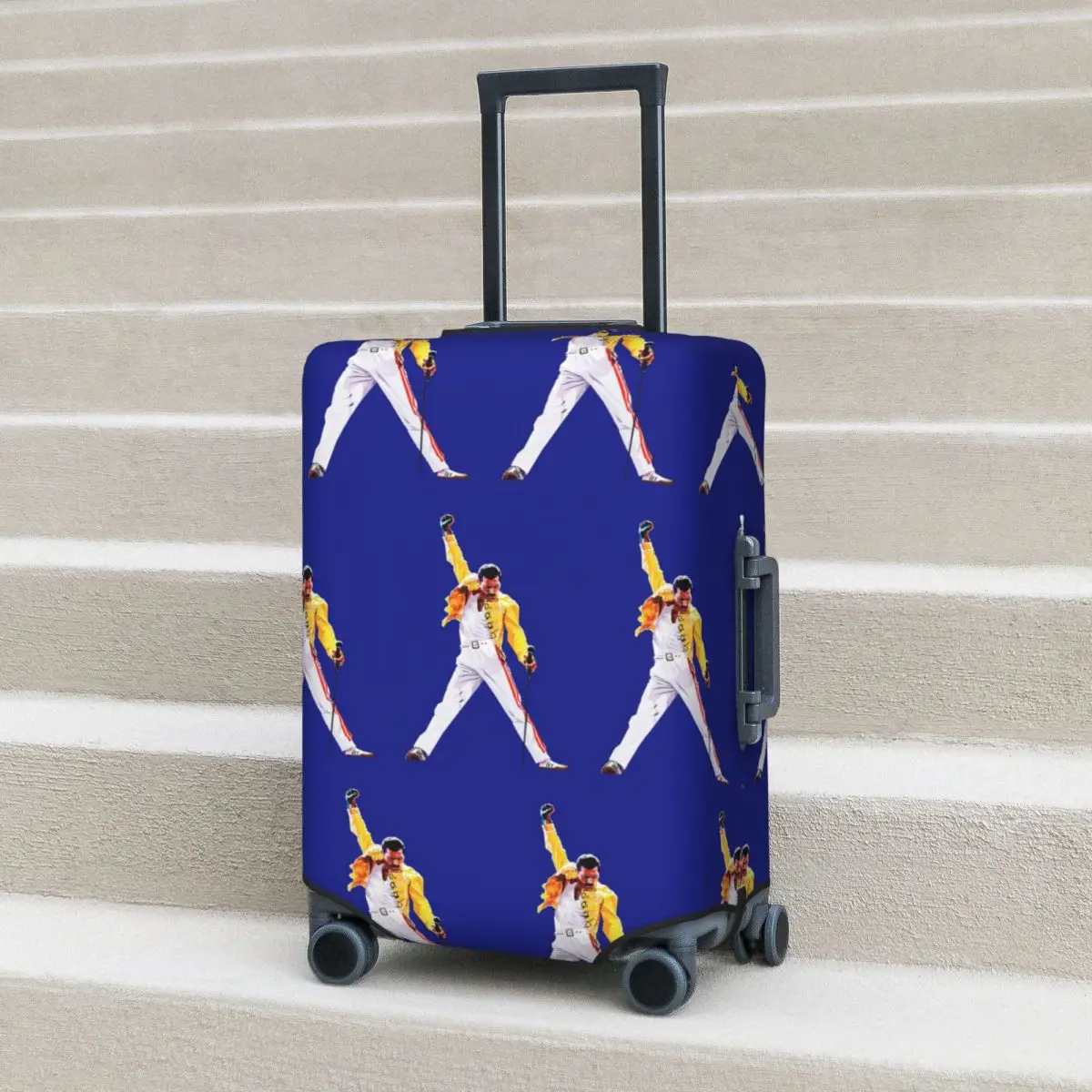 

Freddie Mercury In Concert Suitcase Cover Protection Elastic Trip Luggage Protector Covers for 18-32 Inch