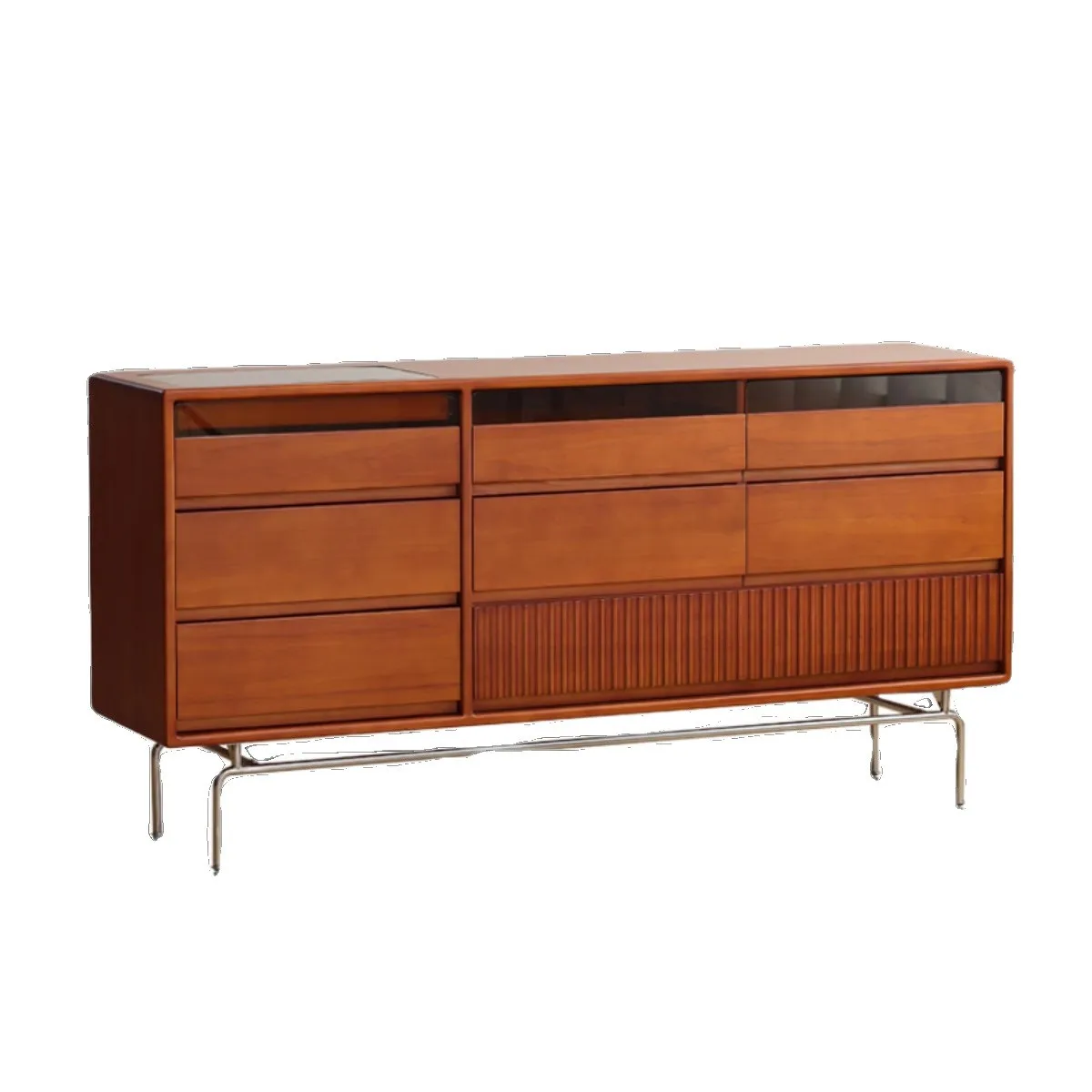 

Medieval solid wood eight-bucket cabinet, retro dining side cabinet, living room multi-functional storage locker,