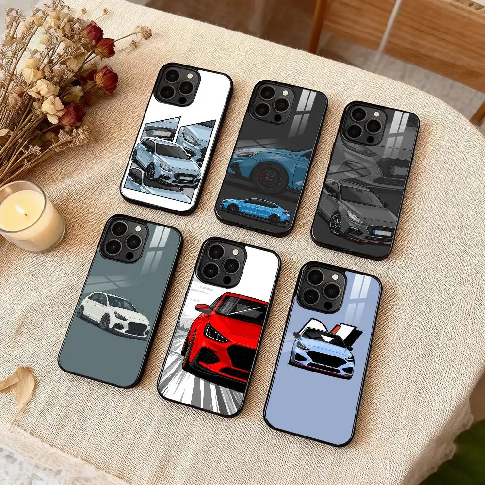 

I30N Blue Cars Phone Case For iPhone 17 16 15 14 13 12 Pro Max Plus for Magsafe Mirror Wireless Magnetic Cover